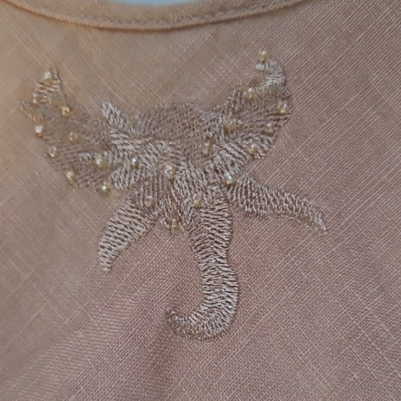 SZ6 100% Linen 3pc Skirt Set Olsen Embroidery Beaded Belted - Picture 12 of 17